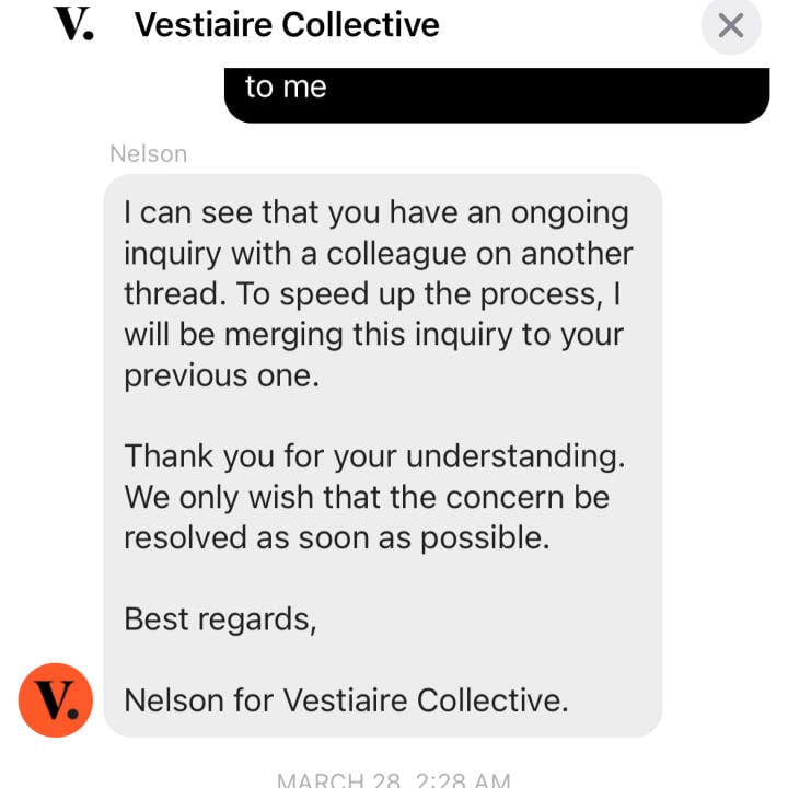 Vestiaire Collective 1 star review on 28th March 2024