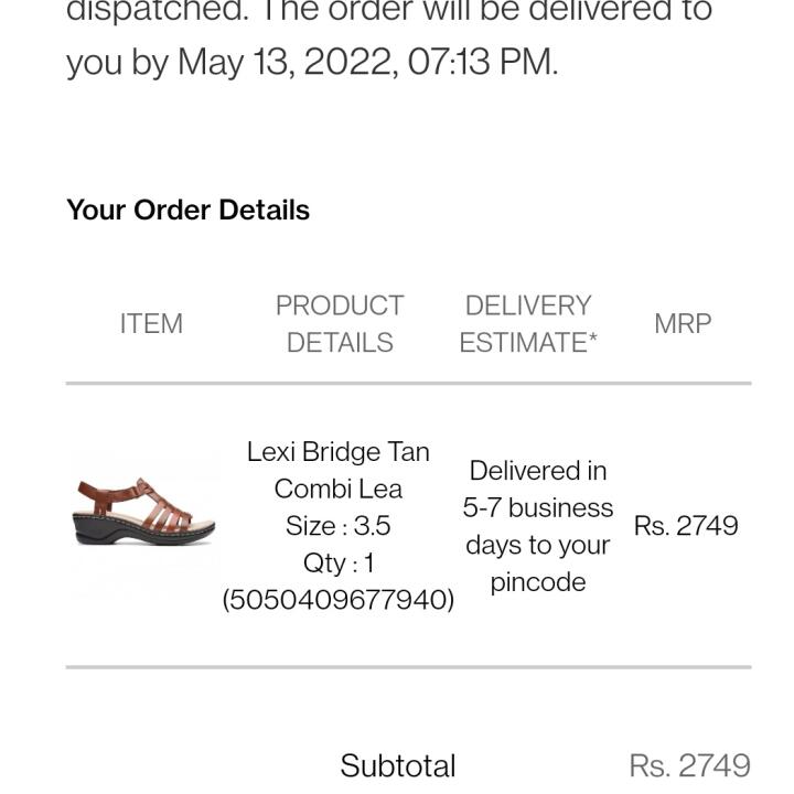 Clarks Shoes 1 star review on 25th May 2022