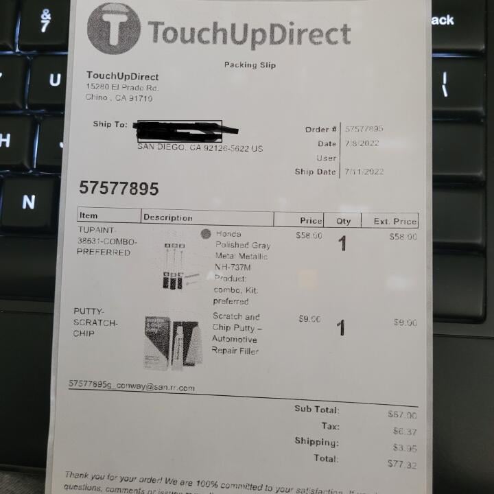 TouchUpDirect 1 star review on 24th July 2022