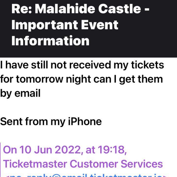 Ticketmaster Ireland 1 star review on 30th June 2022