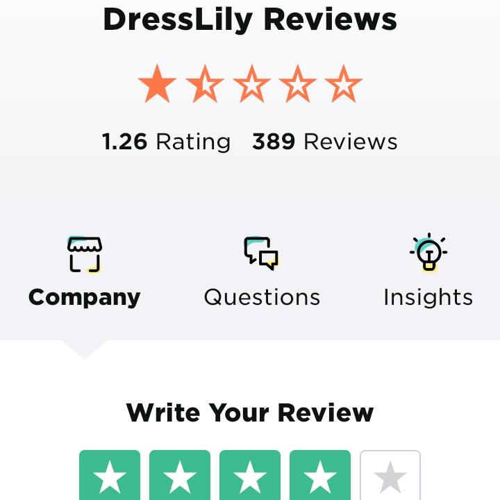 DressLily 4 star review on 12th September 2020