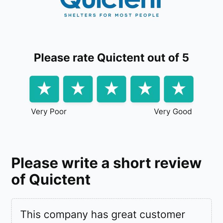 Quictent 5 star review on 23rd May 2023