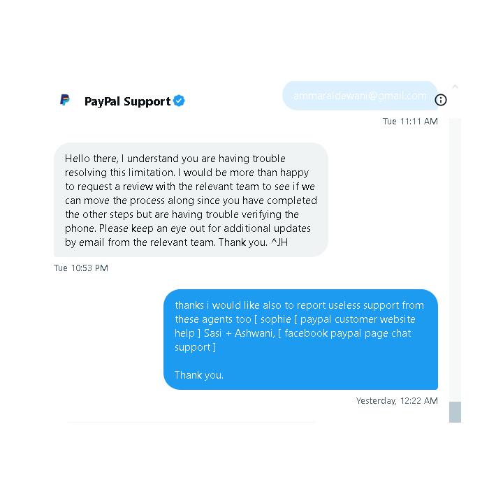 Paypal 1 star review on 10th November 2022