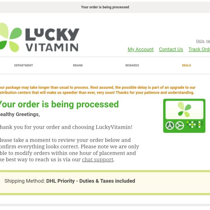 LuckyVitamin.com 1 star review on 28th August 2021