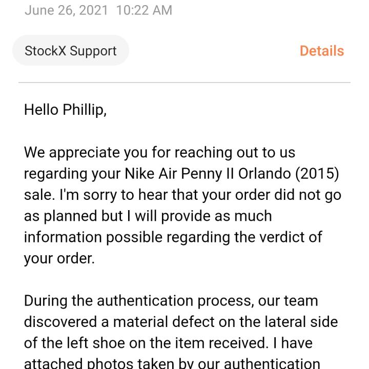 StockX 1 star review on 30th June 2021