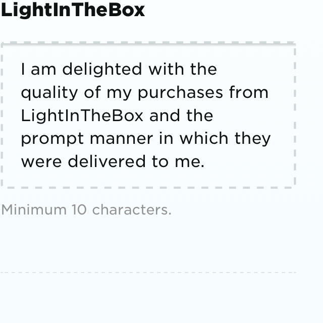 LightInTheBox 5 star review on 5th February 2021