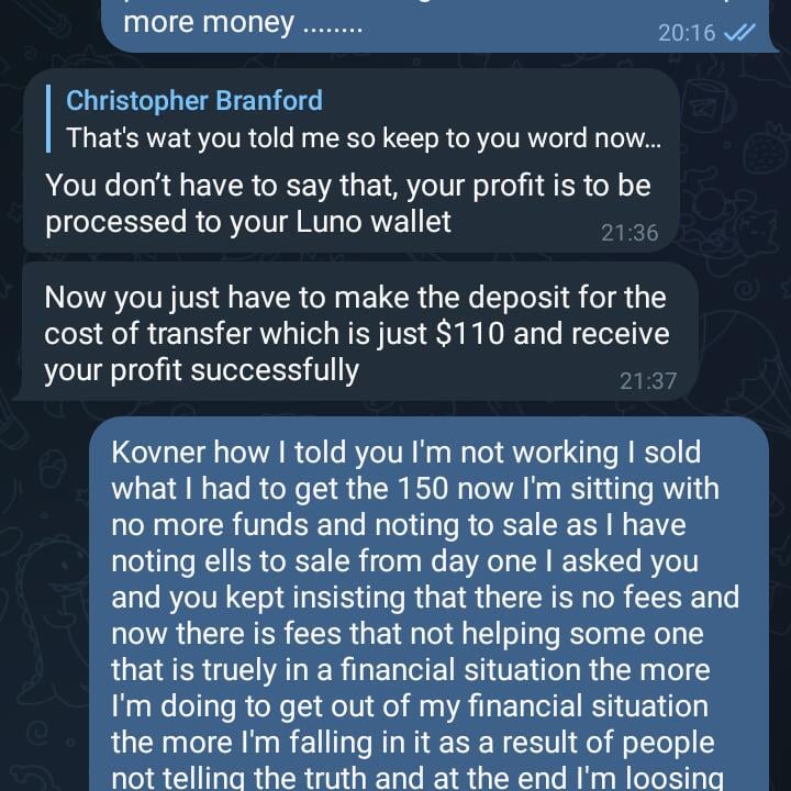 megacryptotrades.com 1 star review on 12th April 2022