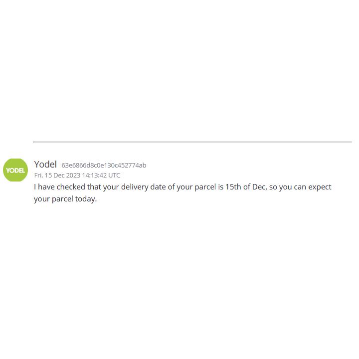 Yodel 1 star review on 15th December 2023