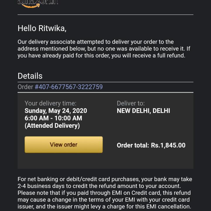 Amazon India 1 star review on 24th May 2020