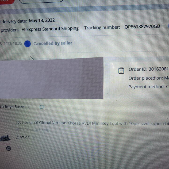 Aliexpress 1 star review on 17th April 2022
