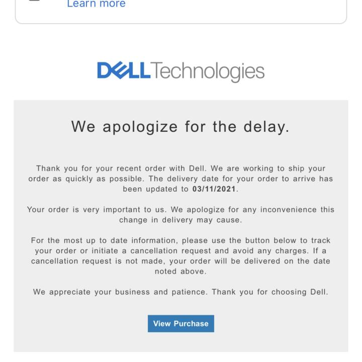 Dell 1 star review on 5th October 2021