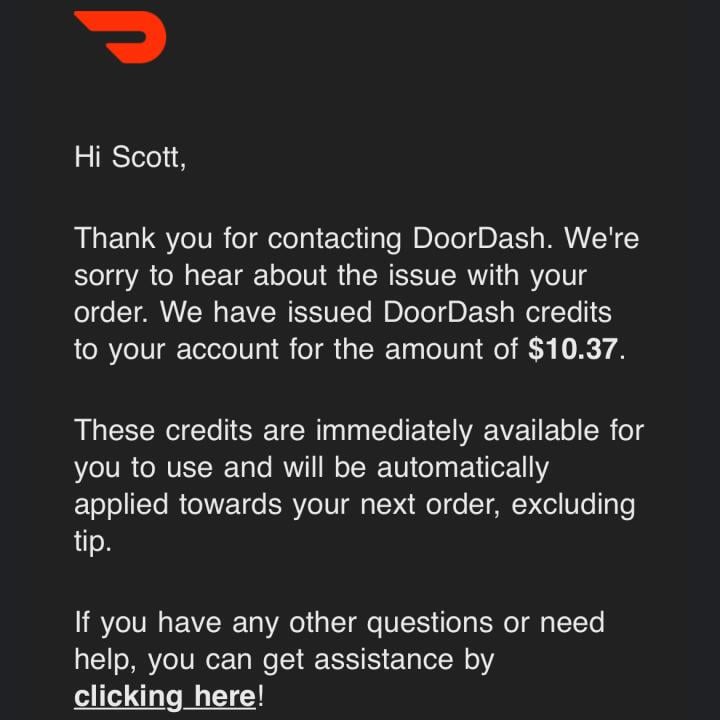 DoorDash 1 star review on 24th March 2024