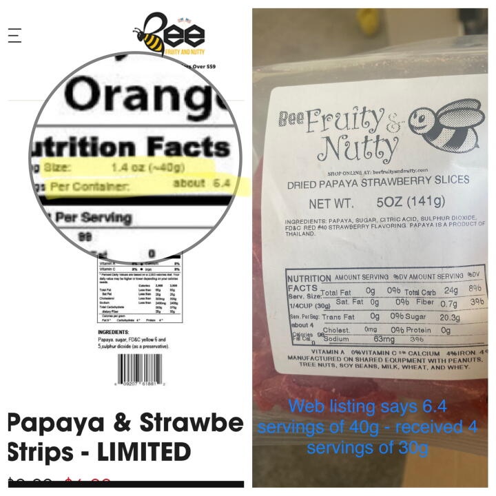Bee Fruity & Nutty 1 star review on 6th July 2022