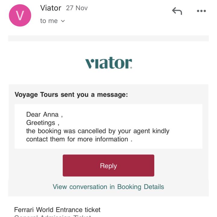 Viator 1 star review on 20th December 2022