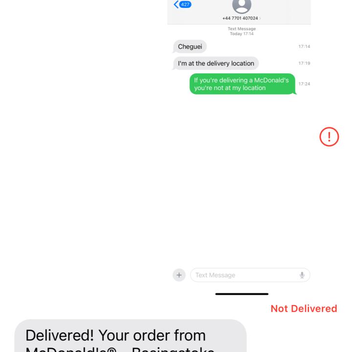UberEATS 1 star review on 27th January 2024