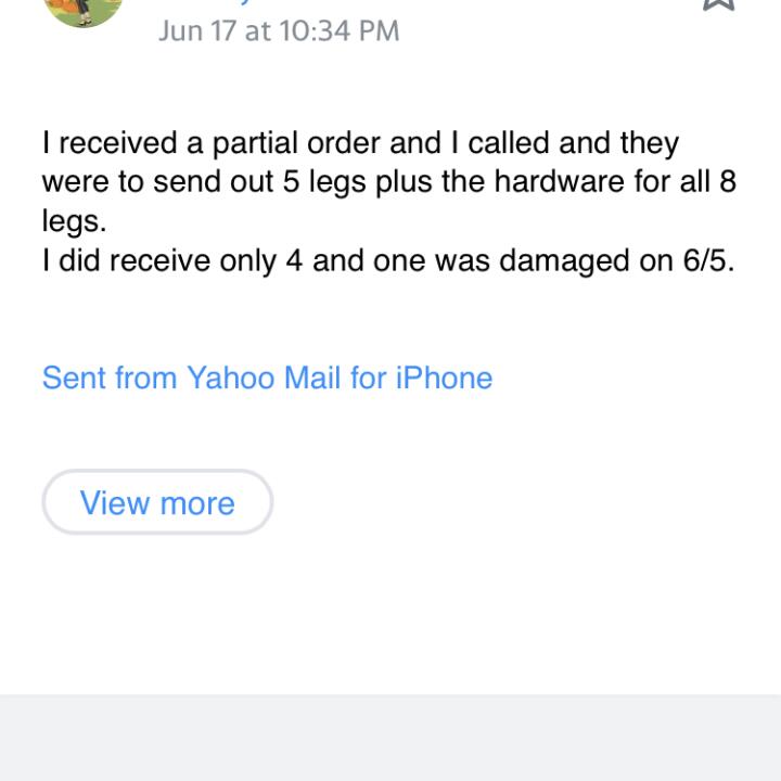 Wayfair 1 star review on 26th June 2021