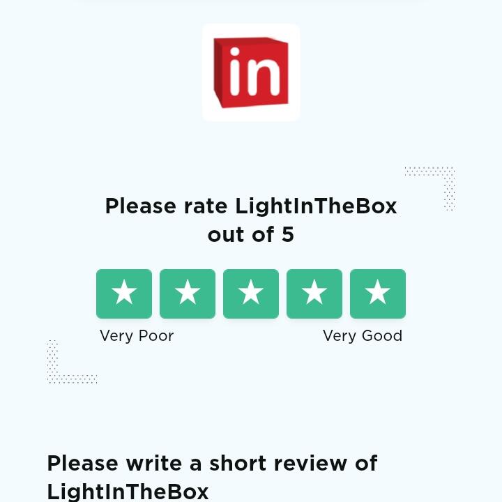 LightInTheBox 5 star review on 14th December 2021