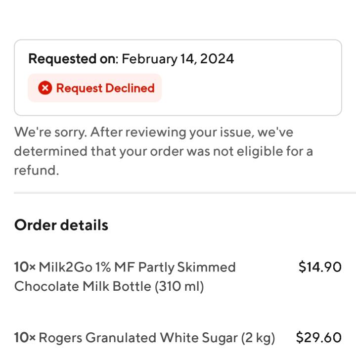 DoorDash 1 star review on 20th February 2024