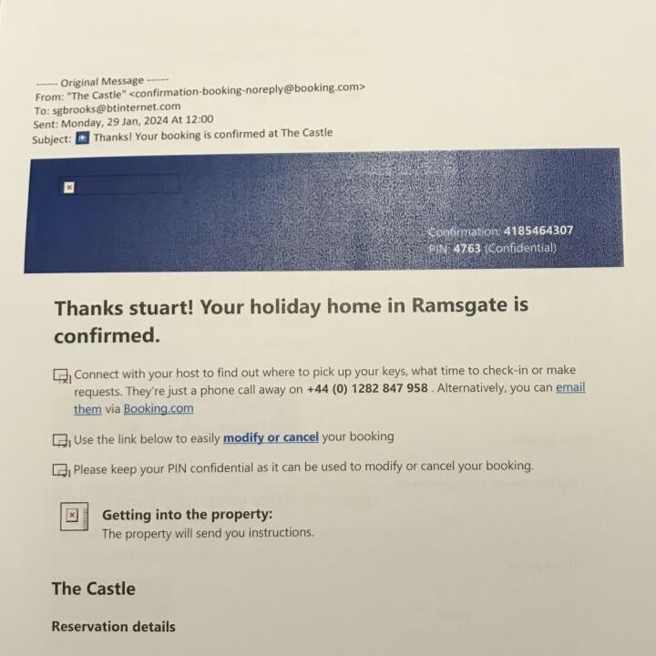 cottages.com 1 star review on 11th February 2024