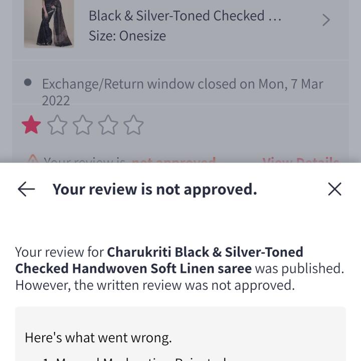 Myntra 1 star review on 27th June 2023